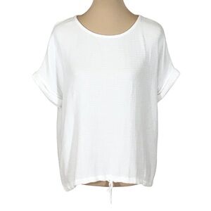 Liz Claiborne White Gauzy Boxy Roll-Sleeve T-shirt, Women's Medium